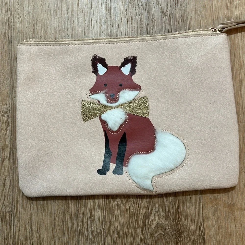 LC LAUREN CONRAD | Blush Fox and Black Penguin Wristlet Grab‎ & Go Pouch Bundle